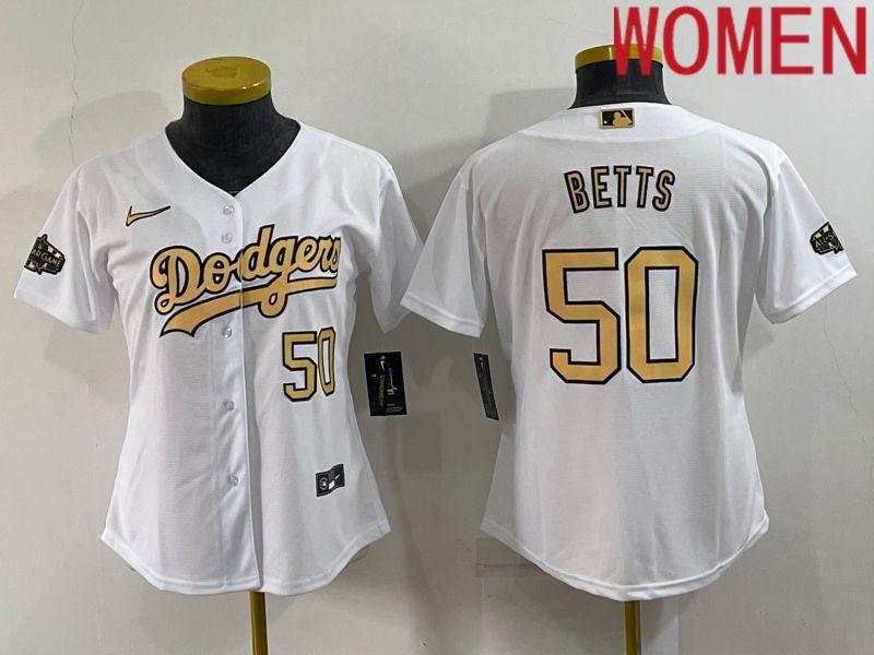 Women Los Angeles Dodgers #50 Betts White 2022 All Star Game Nike MLB Jersey